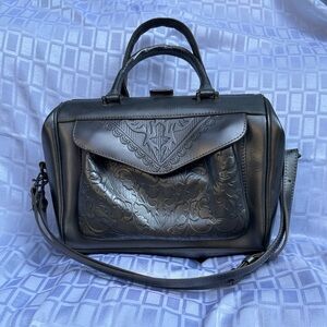 Patricia Nash Italian leather Satchel in gunmetal grey